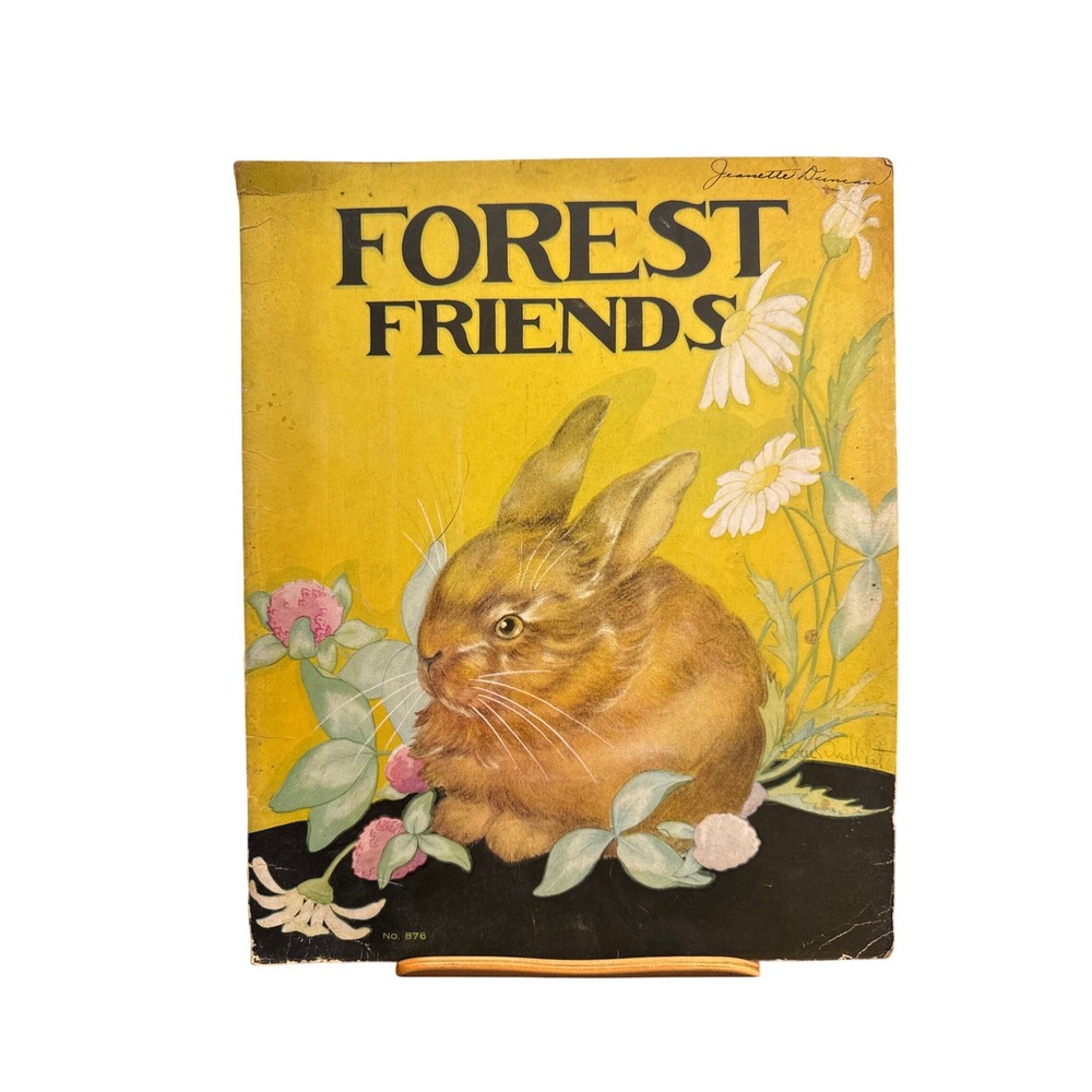 Vintage 1932 Forest Friends Book Fern Bisel Peat Saalfield Publishing Rabbit